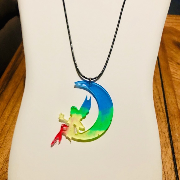 Handmade Autism Awareness colored Fairy necklace - Picture 5 of 7